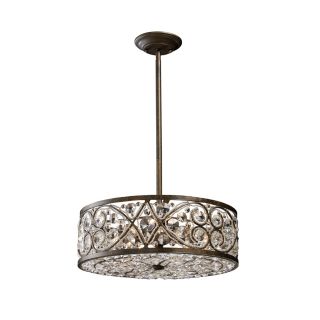 Westmore Lighting 17 in W Antique Bronze Crystal Pendant Light with Crystal Shade