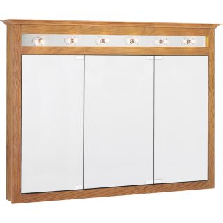 Project Source 49 1/2 in x 36 in Oak Lighted MDF Surface Mount Medicine Cabinet