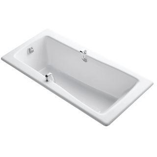 KOHLER Maestro 66 in L x 32 in W x 18.25 in H White Cast Iron Rectangular Drop In Bathtub with Reversible Drain