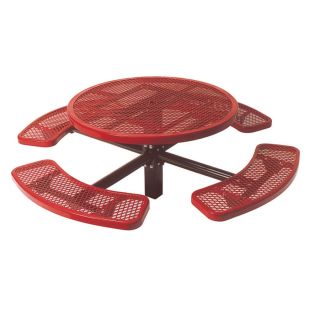 Ultra Play 6 ft 10 in Red Steel Round Picnic Table