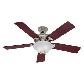 Hunter The Brookline 52 in Brushed Nickel Downrod or Flush Mount Ceiling Fan with Light Kit