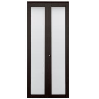 ReliaBilt Espresso 1 Lite Solid Core Tempered Frosted Glass Bifold Closet Door (Common 80.5 in x 30 in; Actual 80 in x 30 in)