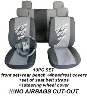 Universal car seat covers for both front and back seats. 4 Headrest covers, steering wheel cover, and seat belt covers included. THES seat covers do not have openings for airbags Automotive