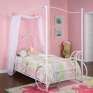 Powell Princess Antique White Twin Canopy Bed