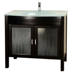 Bellaterra Home 39.4 in x 22 in Dark Espresso Undermount Single Sink Bathroom Vanity with Tempered Glass and Glass Top