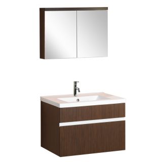 DreamLine Modern 24 in x 18.5 in Wenge Wood Drop In Single Sink Bathroom Vanity with Cultured Marble Top