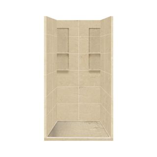 Style Selections 83 in H x 36 in W x 36 in L Almond Sky Solid Surface Wall 4 Piece Alcove Shower Kit