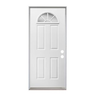 ReliaBilt Fan Lite Prehung Inswing Steel Entry Door Prehung (Common 80 in x 36 in; Actual 81 in x 37 in)