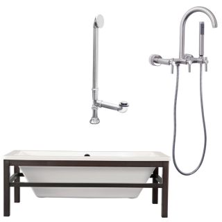 Giagni Tella 66 in L x 29 in W x 21 in H White Acrylic Rectangular Pedestal Bathtub with Back Center Drain