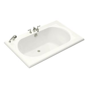 KOHLER Memoirs 66 in L x 42 in W x 22 in H White Acrylic Oval in Rectangle Drop In Bathtub with Back Center Drain