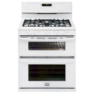 Frigidaire Gallery 30 in 5 Burner 3.5 cu ft/2.3 cu ft Self Cleaning Double Oven Convection Gas Range (White)