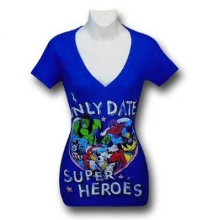 Marvel Only Date Superheroes Womens T Shirt  Small