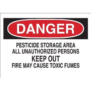 Brady 22335 Plastic Chemical & Hazardous Materials Sign, 7" X 10", Legend "Pesticide Storage Area All Unauthorized Persons Keep Out Fire May Cause Toxic Fumes" Industrial Warning Signs