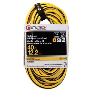 Utilitech 40 ft 15 Amp 14 Gauge Yellow/Black Outdoor Extension Cord