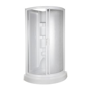 Aqua Glass 78 in H x 37 3/4 in W x 37 3/4 in L High Gloss White Round Corner Shower Kit