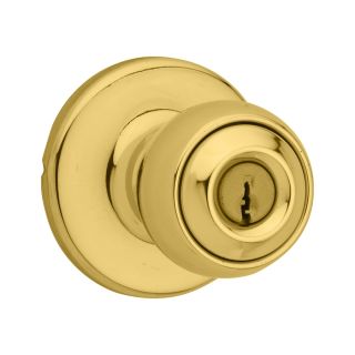 Kwikset Polo Polished Brass Round Residential Keyed Entry Door Knob