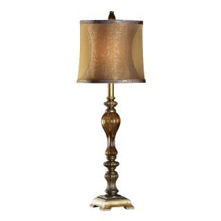 Absolute Decor 32 in Antique Brass and Amber Lamp Indoor Table Lamp with Fabric Shade