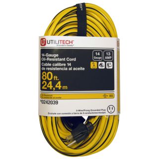 Utilitech 80 ft 13 Amp 14 Gauge Yellow Outdoor Extension Cord