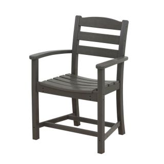 POLYWOOD Slate Grey Slat Seat Recycled Plastic Patio Dining Chair