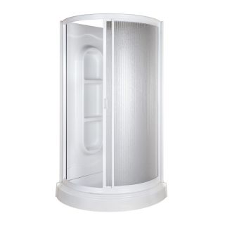 Aqua Glass Round Shower 78 in H x 37.75 in W x 37.75 in L High Gloss White Round Corner Shower Kit