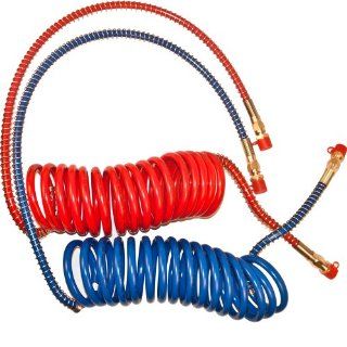 15' Coiled Air Brake Hose Red/Blue include 40" Lead SET Automotive