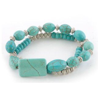 Bling Beads Bling Jewelry Silver Beads Different Turquoise Double Strand Bracelet Arts, Crafts & Sewing