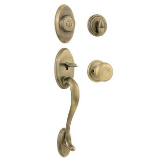 Kwikset Shelburne SmartKey Antique Brass Residential Single Lock Door Handleset
