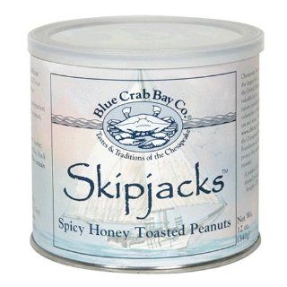 Blue Crab Bay Co. Skipjacks, Spicy Honey Roasted Peanuts, 12 Ounce Cans (Pack of 4)  Grocery & Gourmet Food