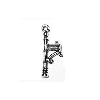 Sterling Silver 3D Fancy Mailbox Charm On A Detailed Post Jewelry
