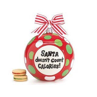 Santa Doesn't Count Calories Cookie Jar With Christmas Ornament Shape Kitchen & Dining