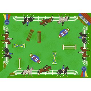 Shaw Living Jumpers 39 in x 54 in Rectangular Green Sports Accent Rug