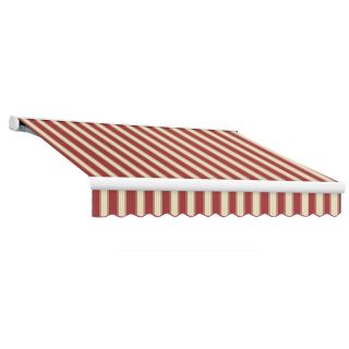 Awntech 10 ft Wide x 8 ft Projection Burgundy/White Multi Striped Slope Patio Retractable Remote Control Awning