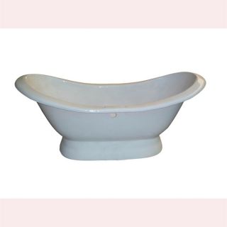 Barclay 71 in L x 30 in W x 31 in H White Cast Iron Oval Pedestal Bathtub with Center Drain