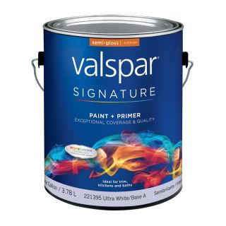 Valspar Signature Signature 128 fl oz Interior Semi Gloss White Latex Base Paint and Primer in One with Mildew Resistant Finish