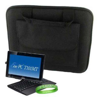 ASUS ** BLACK ** Carrying Case Hard Cube Case with Attached Pocket to Contain ASUS Accessories for Asus Eee PC T101MT EU17 BK 10.1 Inch Convertible Tablet (Black) + Vangoddy Live * Laugh * Love Wrist band Computers & Accessories
