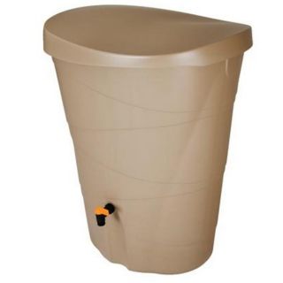 Fiskars 48 Gallon Khaki Plastic Rain Barrel with Diverter and Spigot