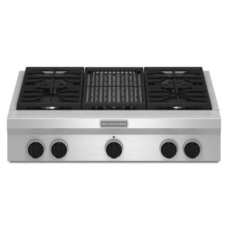 KitchenAid 4 Burner Gas Cooktop (Stainless) (Common 36 in; Actual 35.938 in)