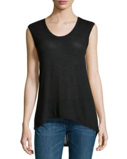 Coby Draped Back Combo Top, Black