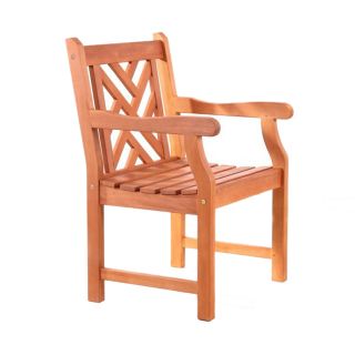 VIFAH Atlantic Eucalyptus Slat Seat Wood Patio Dining Chair