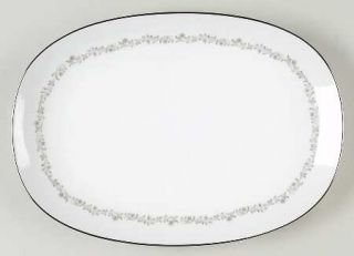 Kenmark Meadowbrook 13 Oval Serving Platter, Fine China Dinnerware   Gray/Brown
