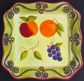 Tabletops Unlimited Medici  Square Dinner Plate, Fine China Dinnerware   Fruit,D