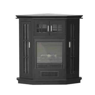 Stay Warm 38 in W 5,115 BTU Black Wood and Metal Corner or Wall Mount Electric Fireplace with Thermostat