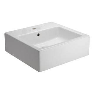 Barclay White Fire Clay Above Counter Square Bathroom Sink with Overflow