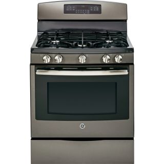 GE 5 Burner Freestanding 5.6 cu ft Self Cleaning with Steam Convection Gas Range (Slate) (Common 30 in; Actual 30 in)