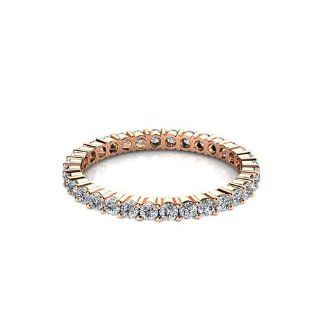 14KT Rose Ladies Classic Style Eternity Band containing Round Brilliant Cut Diamonds set into a Shared Prong Mounting 1/2 CTW Wedding Bands Jewelry