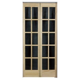 Pinecroft 10 Lite French Solid Core Pine Bifold Closet Door (Common 80.5 in x 30 in; Actual 78.625 in x 29.5 in)