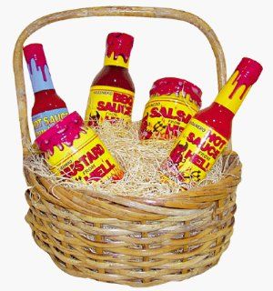 Habanero Gift Basket From Hell   Contains our Numero Uno, scorchin' habanero pepper products Salsa, Hot Sauce Devil's Revenge, Hot Sauce from Hell, Mustard and BBQ Sauce.  Gourmet Sauces Gifts  Grocery & Gourmet Food