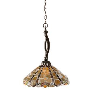 Brooster 15 in W Black Copper Pendant Light with Tiffany Style Shade