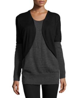 Oversized Colorblock Sweater, Black/Smoke