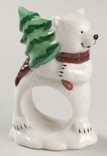 Pfaltzgraff Snow Bear Napkin Ring, Fine China Dinnerware   White Bear W/Scarf,Ho